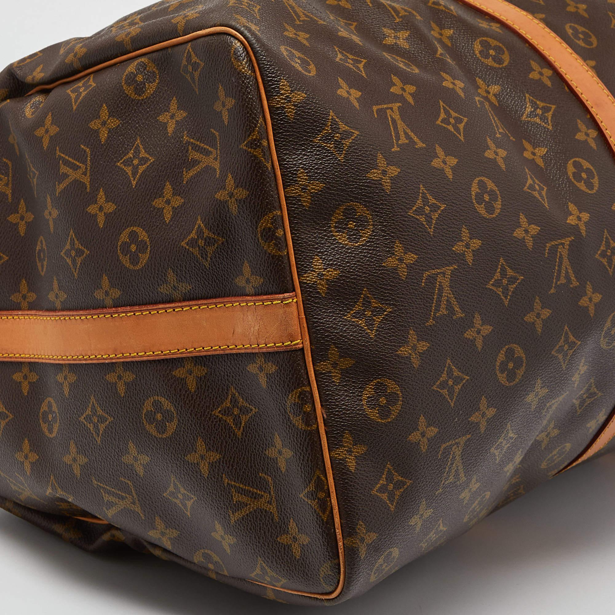 Louis Vuitton Monogram Canvas Keepall Bandouliere 60 Bag For Sale 8