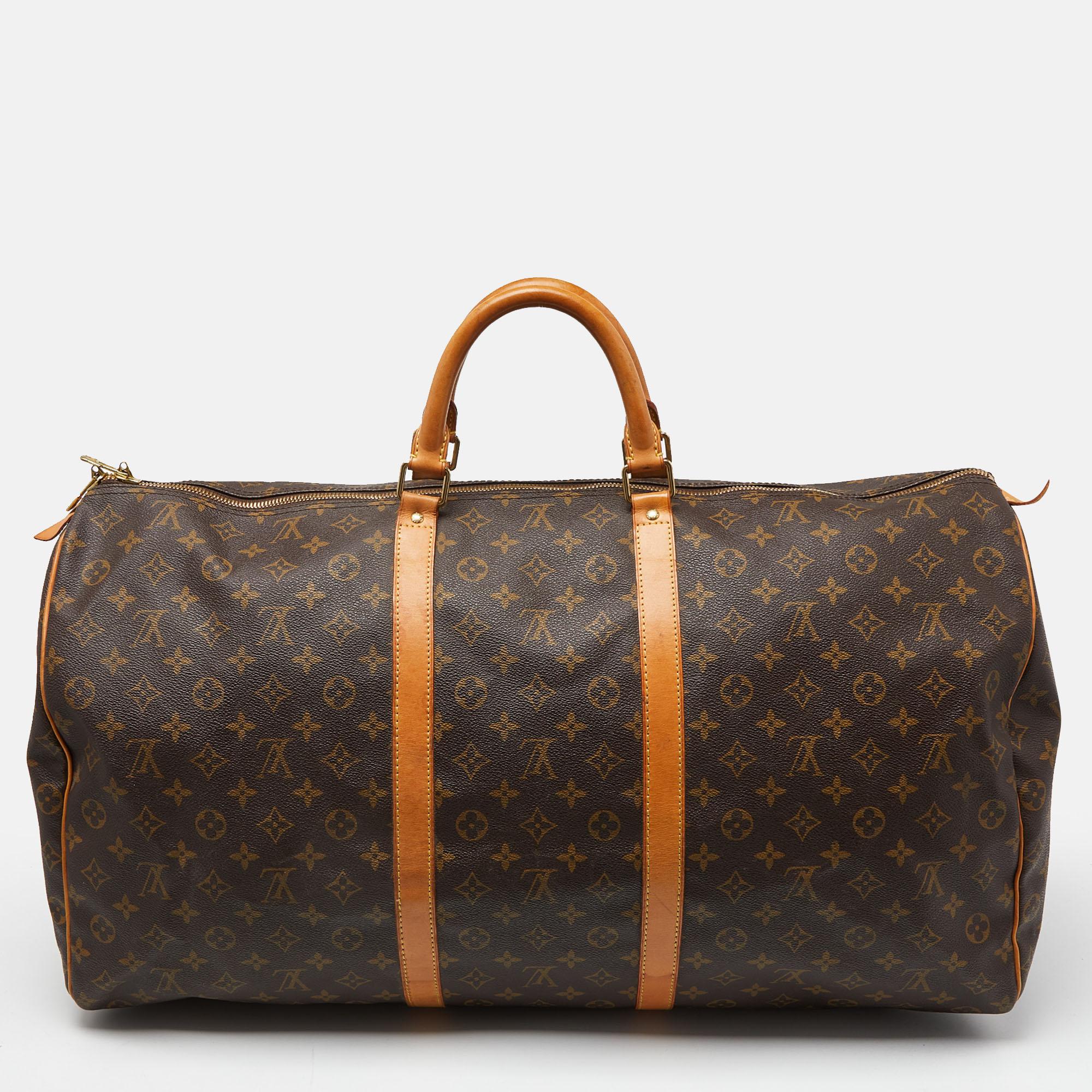 Louis Vuitton Monogram Canvas Keepall Bandouliere 60 Bag In Good Condition For Sale In Dubai, Al Qouz 2
