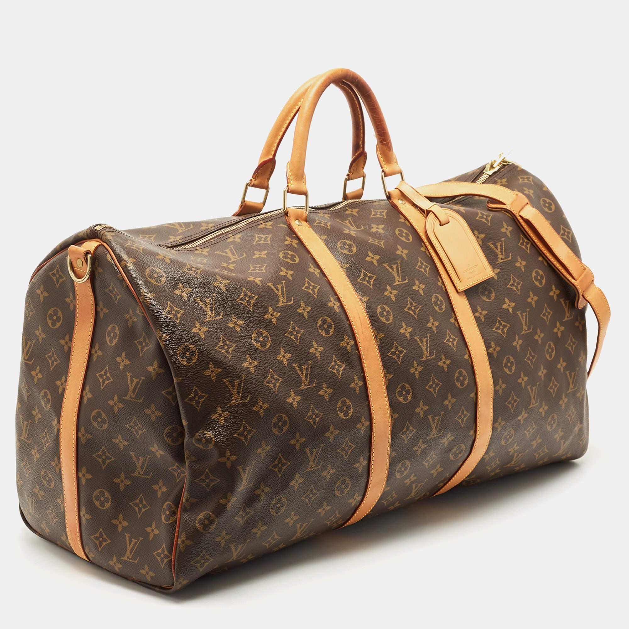 Louis Vuitton Monogram Canvas Keepall Bandouliere 60 Bag In Good Condition In Dubai, Al Qouz 2