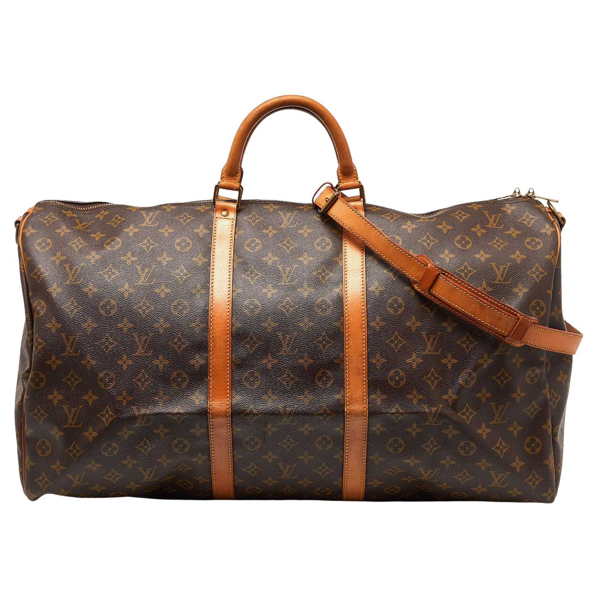 Louis Vuitton Monogram Canvas Keepall Bandouliere 60 Bag For Sale