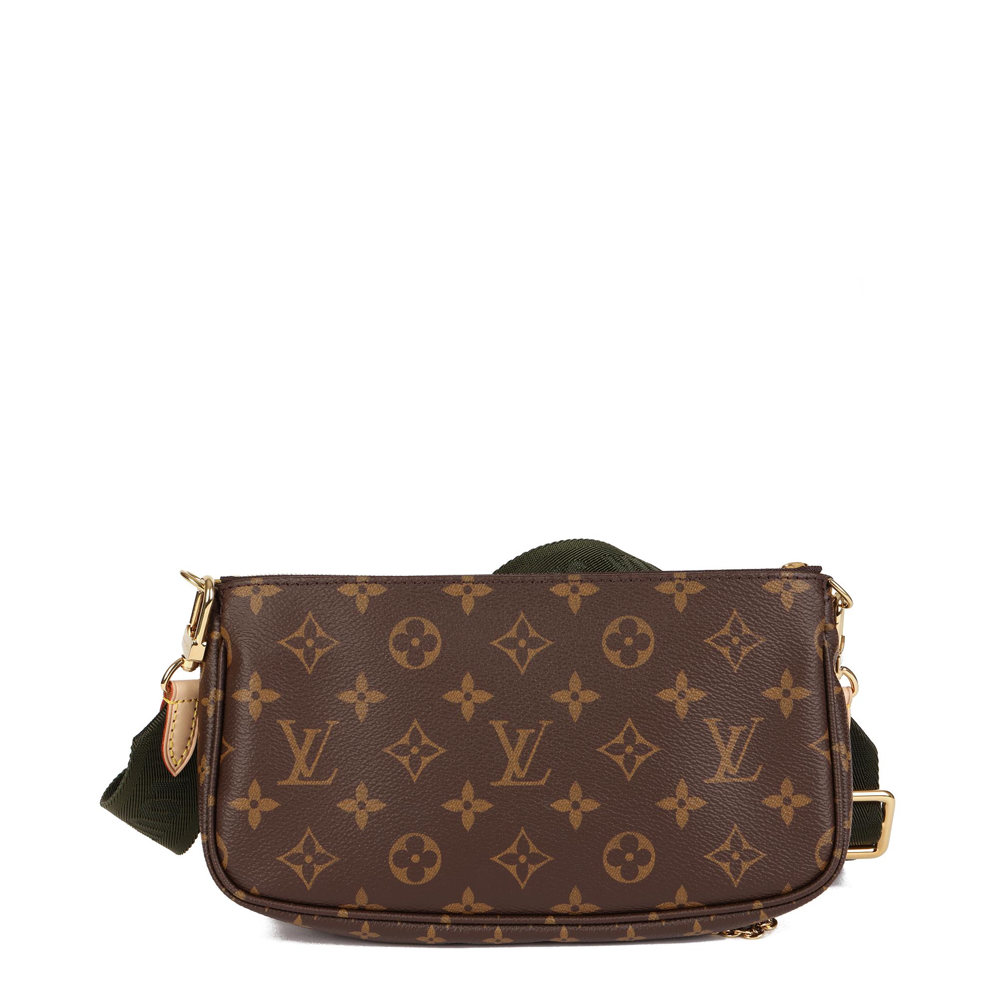 LOUIS VUITTON  Monogram Canvas & Khaki Jacquard Multi Pochette Accessoires In Excellent Condition In Bishop's Stortford, Hertfordshire
