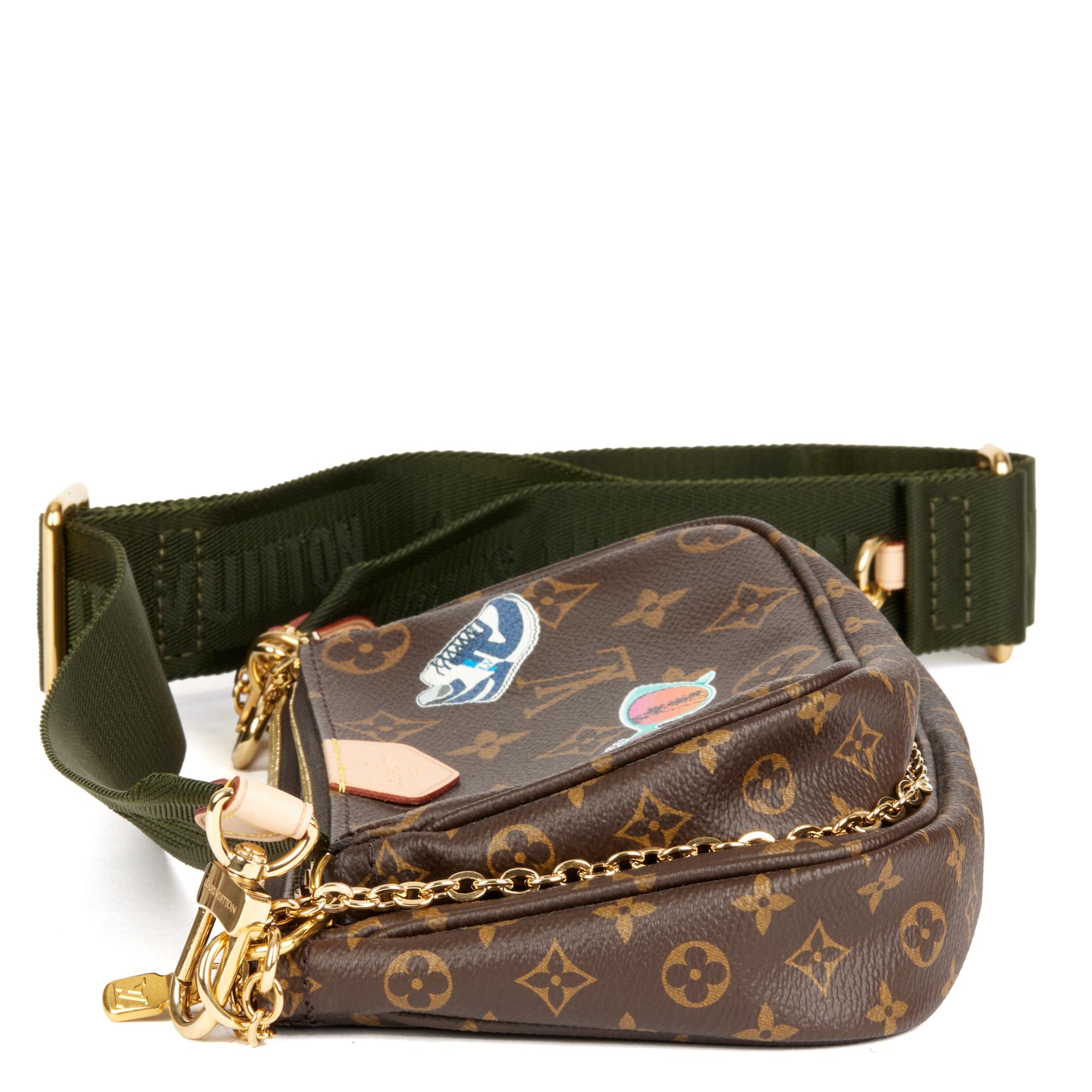 Black LOUIS VUITTON Monogram Canvas & Khaki Jacquard My World Tour Multi Pochette