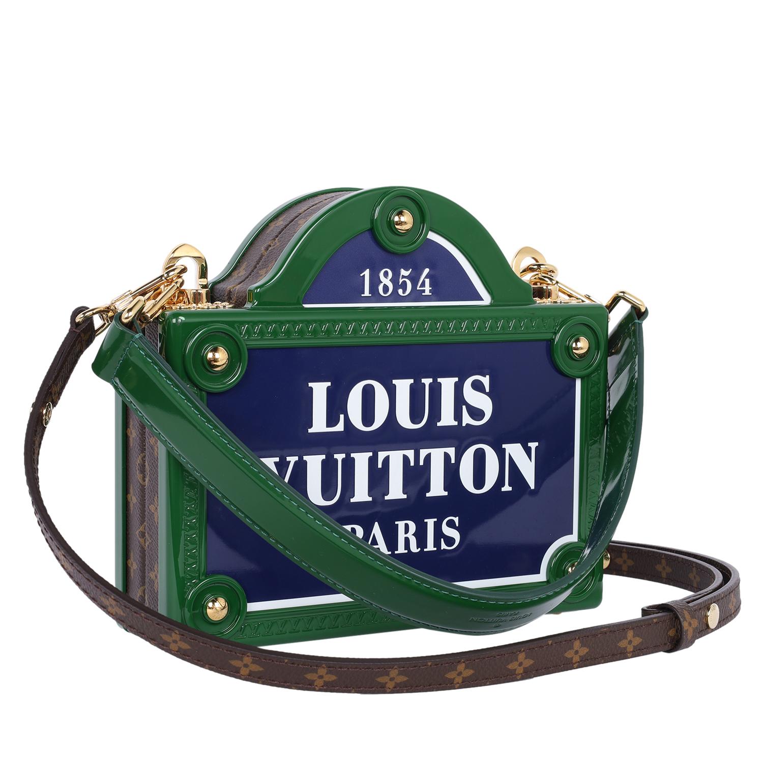 Louis Vuitton Petite Malle Blue Vertical Monogram Canvas Medium Blue Green For Sale 8
