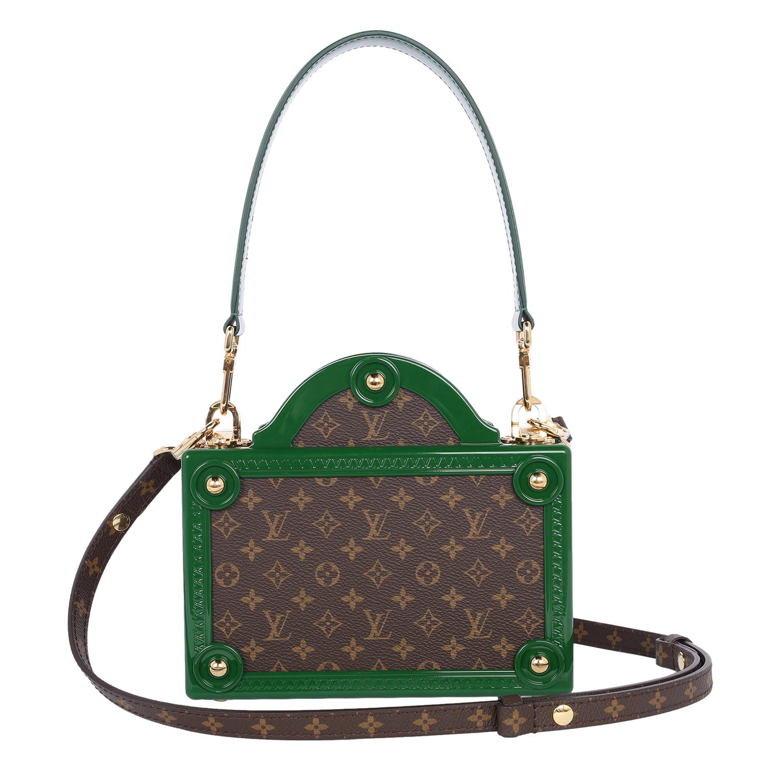 Louis Vuitton Petite Malle Blue Vertical Monogram Canvas Medium Blue Green For Sale 9