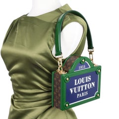 Louis Vuitton Petite Malle Bleu Vertical Monogram Canvas Moyen Bleu Vert