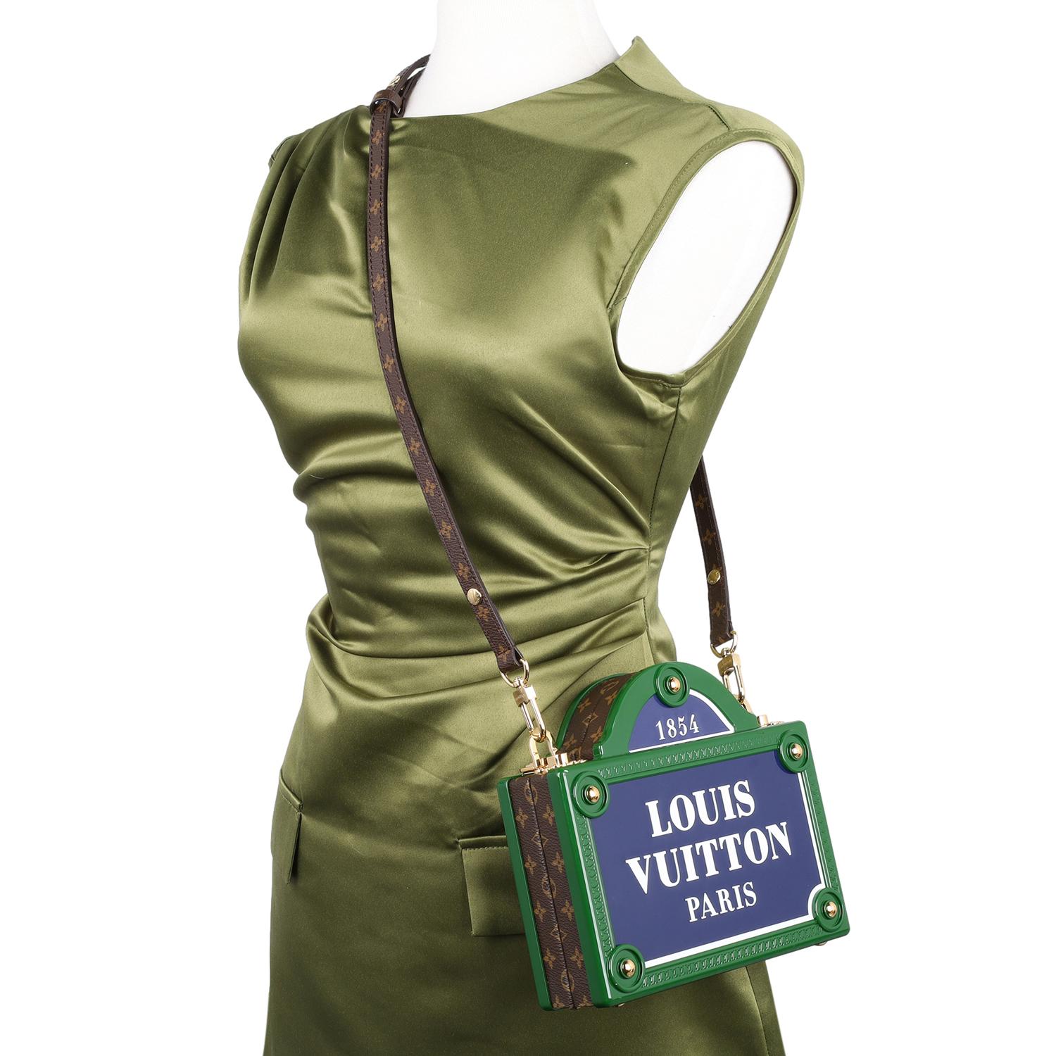 Louis Vuitton Petite Malle Blue Vertical Monogram Canvas Medium Blue Green In Excellent Condition For Sale In Salt Lake Cty, UT