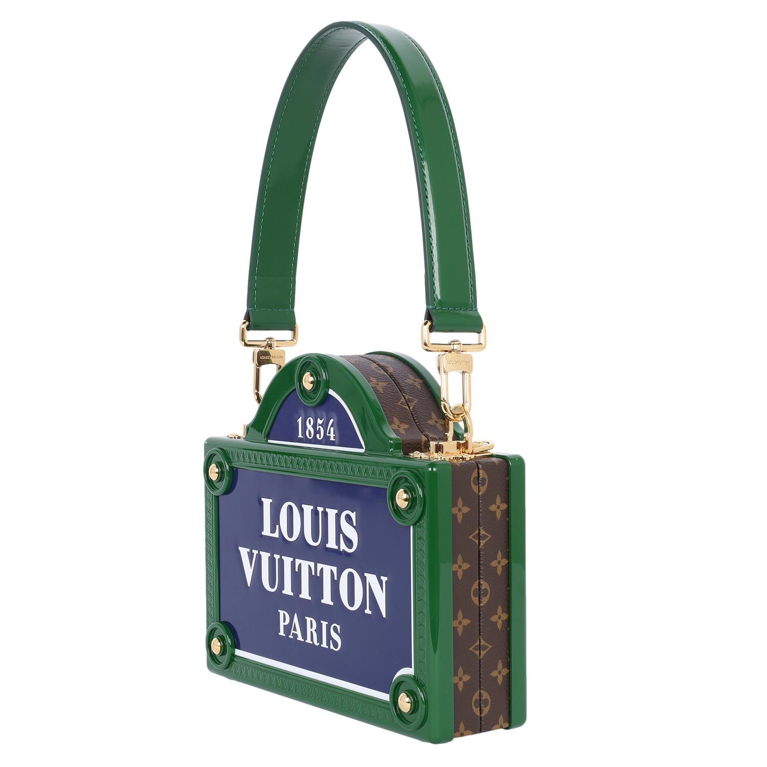 Louis Vuitton Petite Malle Blue Vertical Monogram Canvas Medium Blue Green For Sale 1