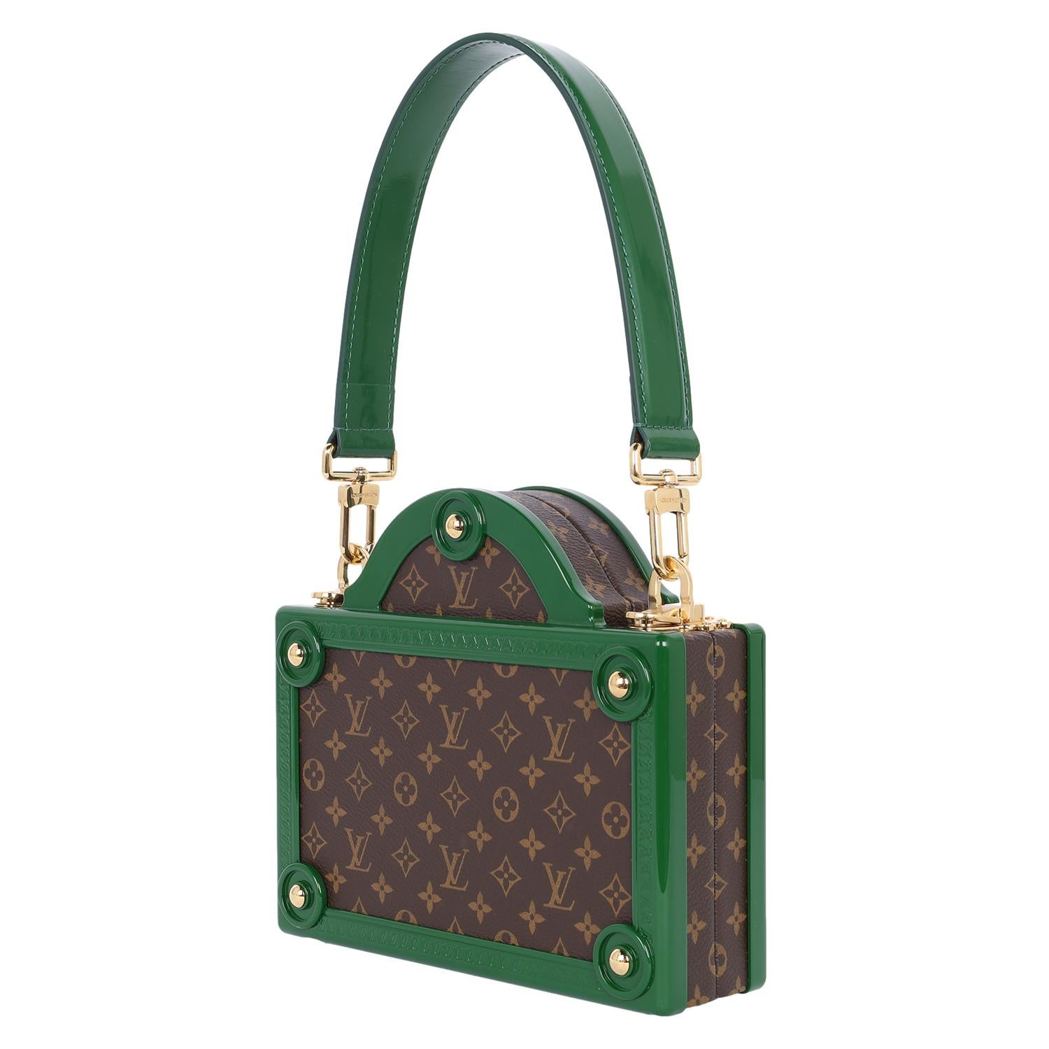 Louis Vuitton Petite Malle Blue Vertical Monogram Canvas Medium Blue Green For Sale 3
