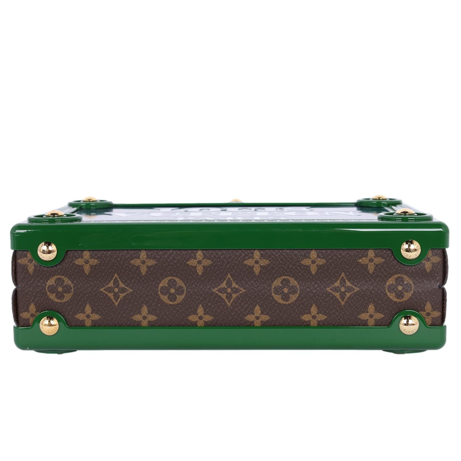 Louis Vuitton Petite Malle Blue Vertical Monogram Canvas Medium Blue Green For Sale 4