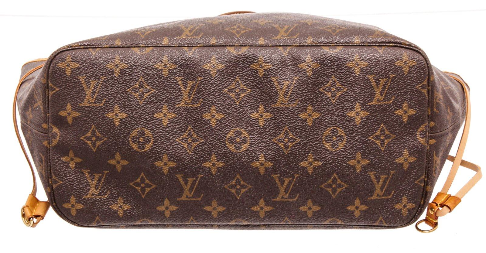 Women's Louis Vuitton Monogram Canvas Leather Neverfull MM Tote Bag