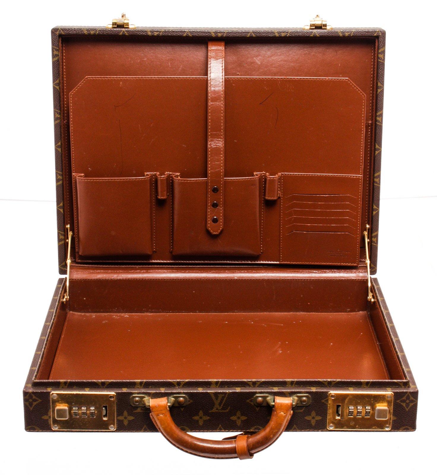 Brown Louis Vuitton Monogram Canvas Leather President Briefcase