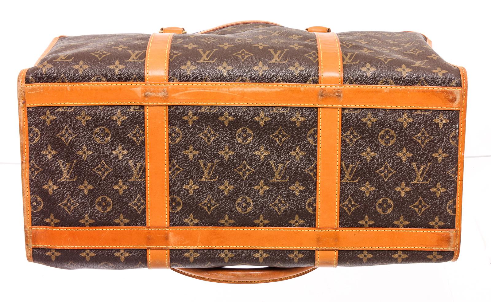Marron Louis Vuitton Monogram Canvas Leather Sac Chien 40 Dog Carrier Bag