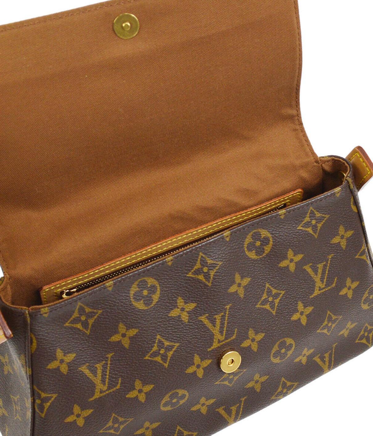 Brown Louis Vuitton Monogram Canvas Leather Small Top Handle Satchel Carryall Flap Bag