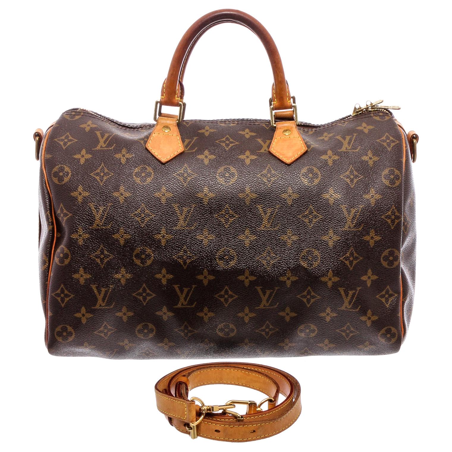 Louis Vuitton Monogram Canvas Leather Speedy 35 Bandouliere Bag