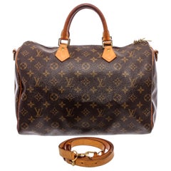 Louis Vuitton Monogram Canvas Leather Speedy 35 Bandouliere Bag 