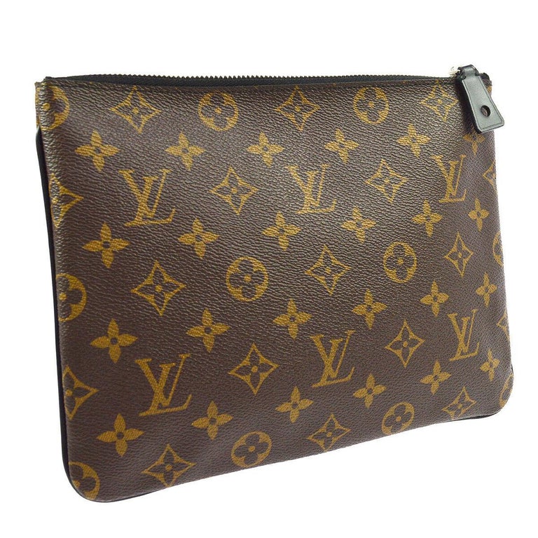 Louis Vuitton Monogram Canvas Leather Stripe Evening Pouch Clutch Bag