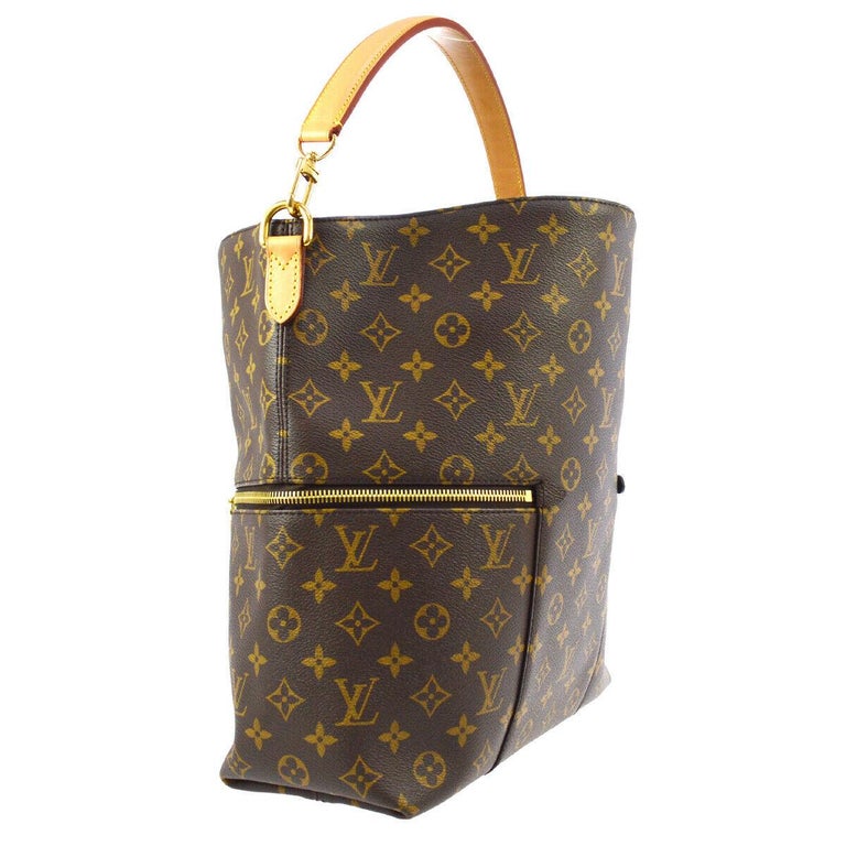 Louis Vuitton Monogram Canvas Leather Top Handle Satchel Bucket
