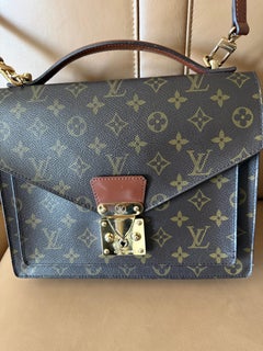 Louis Vuitton Monogram Canvas Leather Top Handle Shoulder Bag , Monceau 28 cm