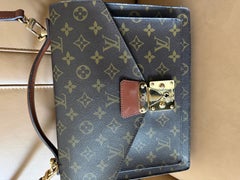 Louis Vuitton Monogram Canvas Leather Top Handle Shoulder Bag , Monceau 28 cm