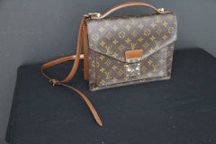 Louis Vuitton Monogram Canvas Leather Top Handle Shoulder Bag , Monceau 28 cm