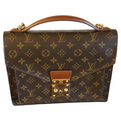 Louis Vuitton Monogram Canvas Leather Top Handle Shoulder Bag , Monceau 28 cm