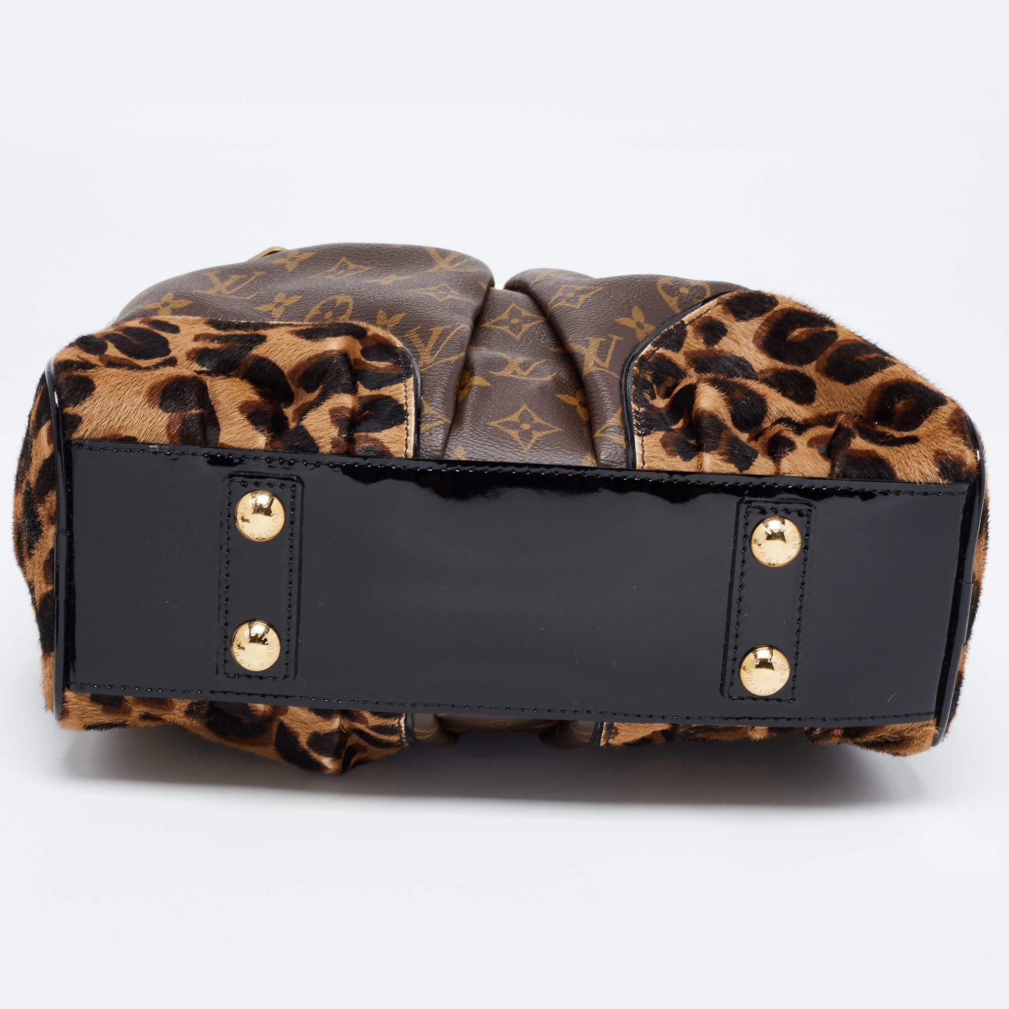 Women's Louis Vuitton Monogram Canvas, Leopard Calfhair and Karung Trimmed Adele Bag For Sale