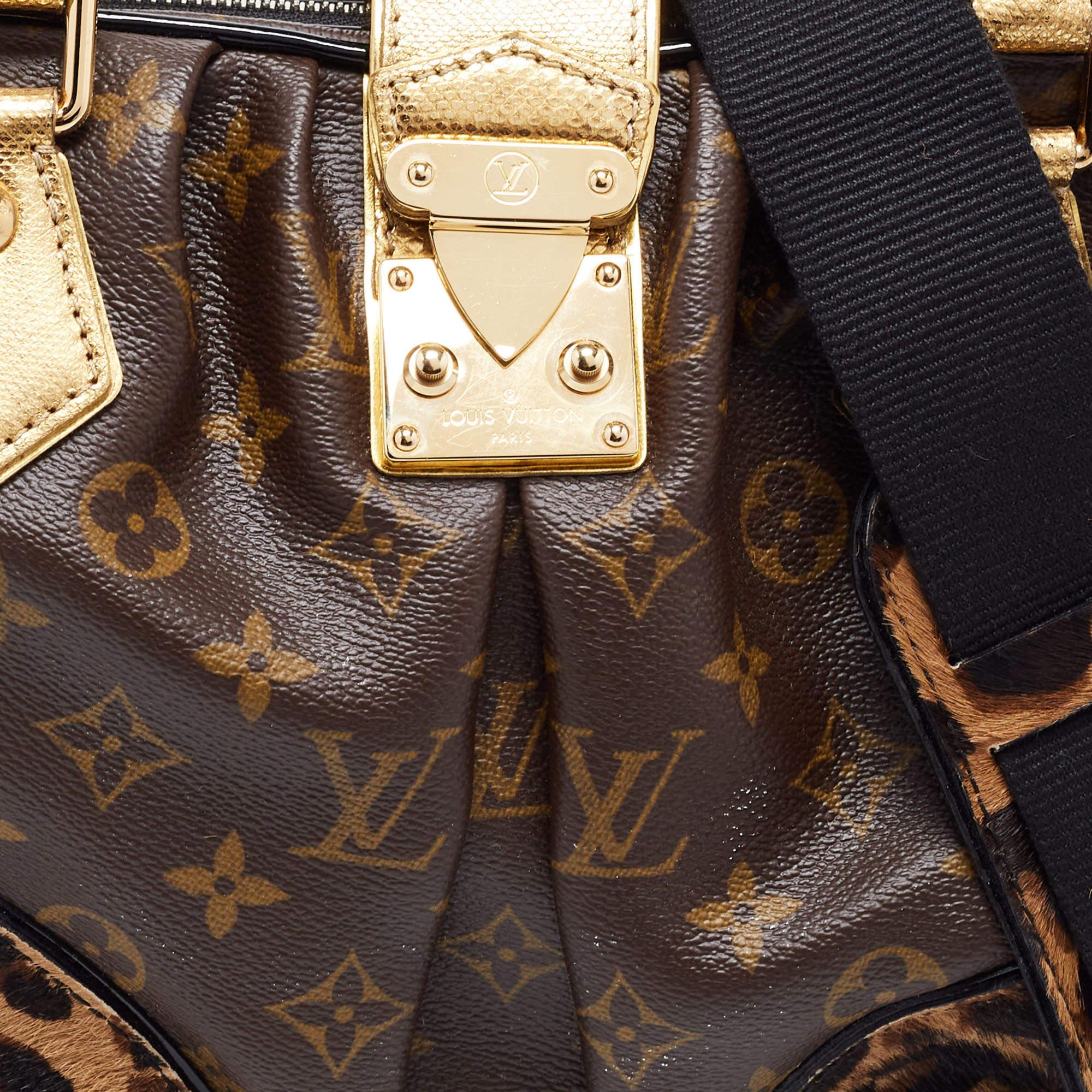 Louis Vuitton Monogram Canvas, Leopard Calfhair and Karung Trimmed Adele Bag For Sale 2