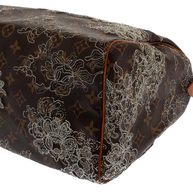 Louis Vuitton Limited Edition Monogram Dentell Speedy 30 Satchel Tote  Handbag
