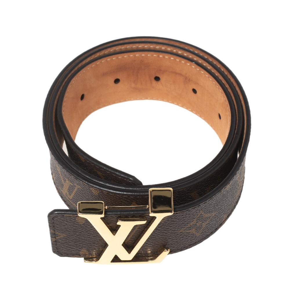 Brown Louis Vuitton Monogram Canvas LV Initiales Belt 85CM