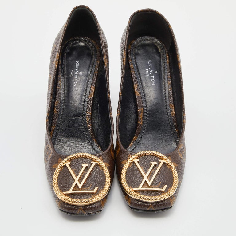 Louis Vuitton Monogram Canvas Madeleine Block Heel Pumps Size 36