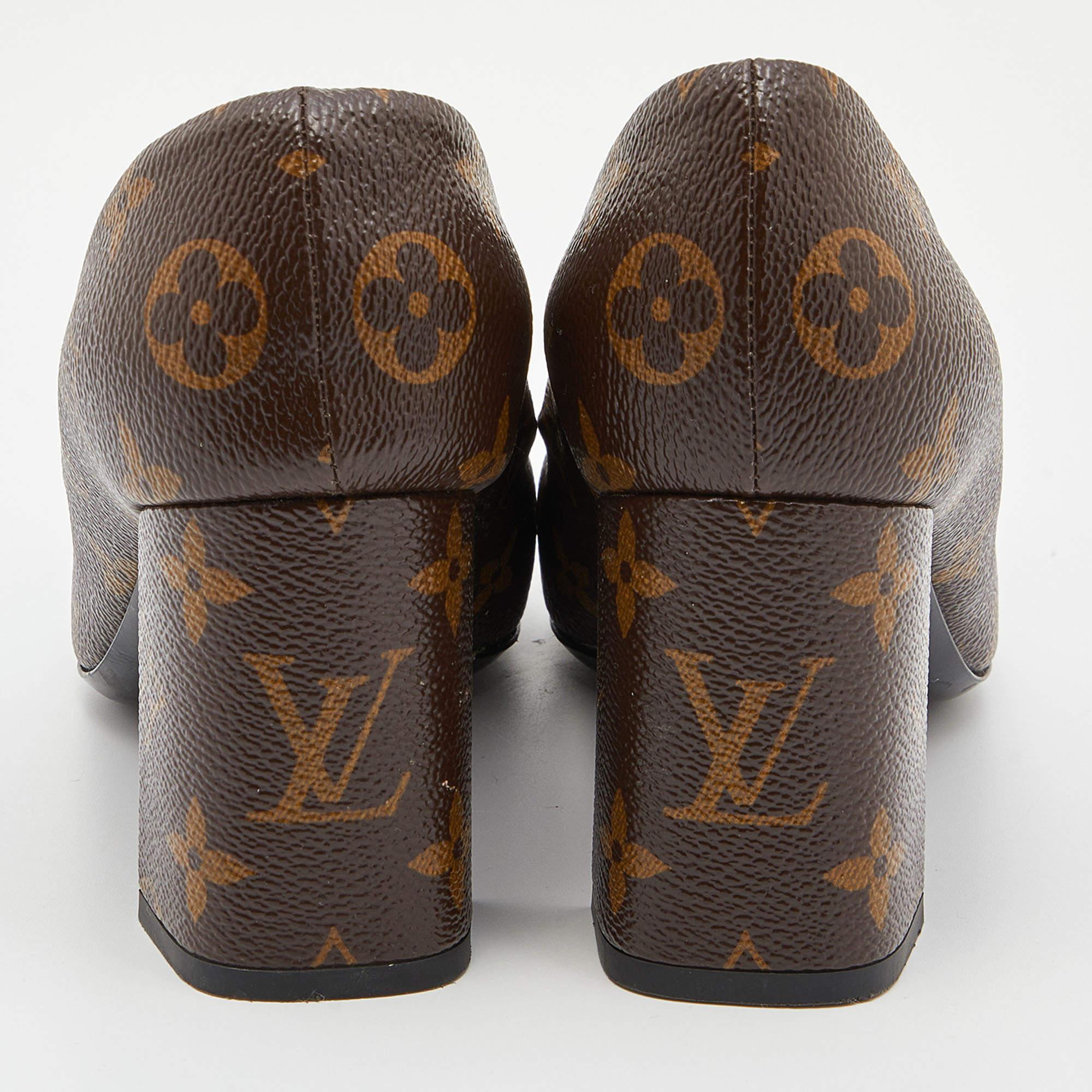 Women's Louis Vuitton Monogram Canvas Madeleine Block Heel Pumps Size 36