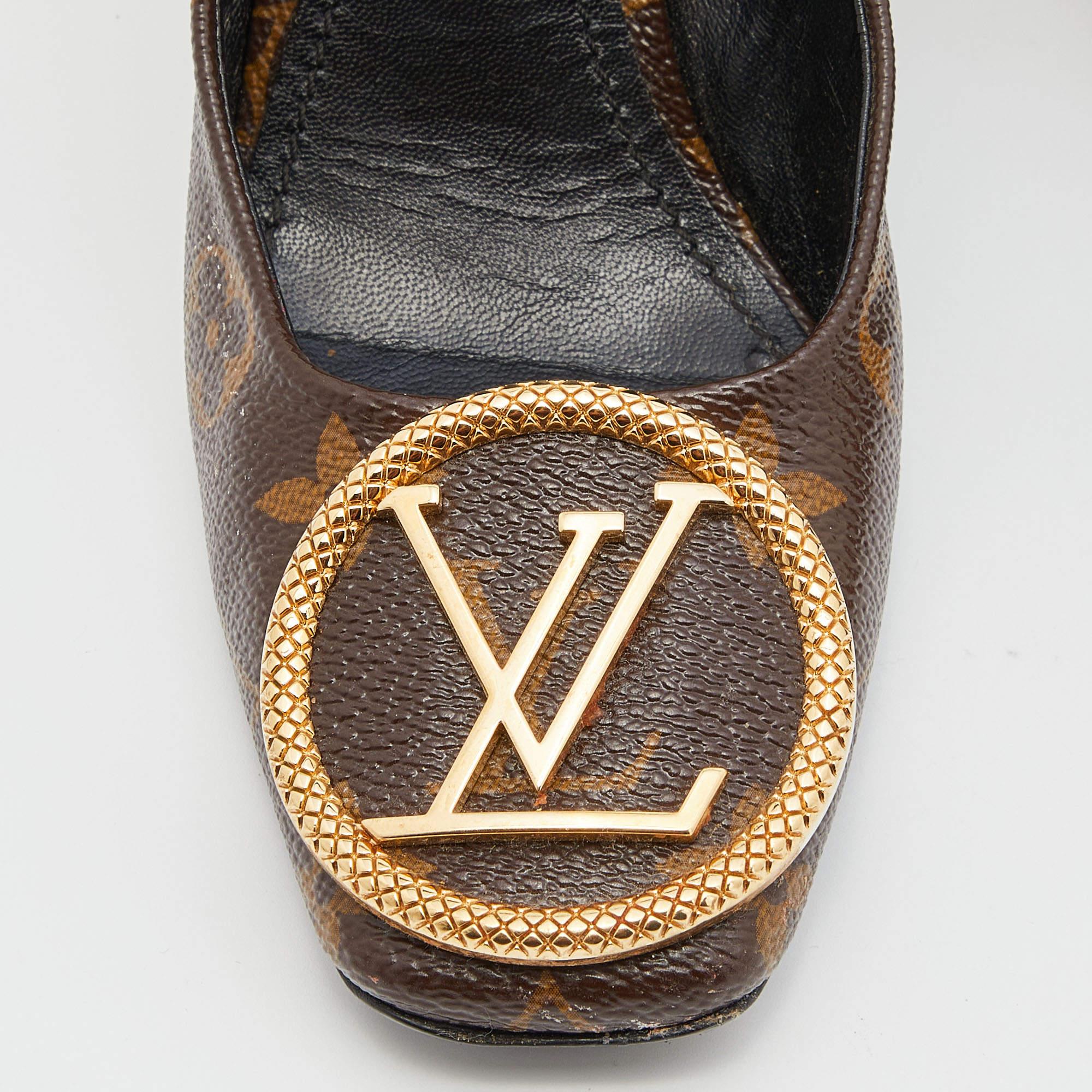 Louis Vuitton Monogram Canvas Madeleine Block Heel Pumps Size 36 2
