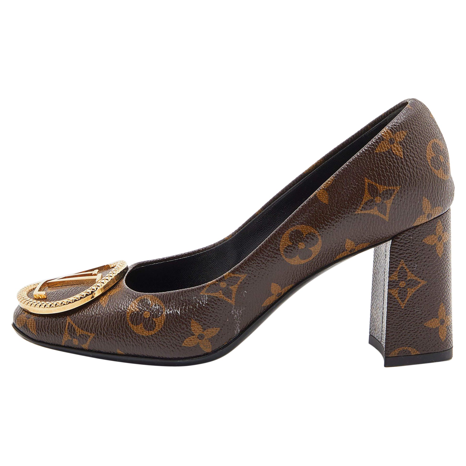 Louis Vuitton Monogram Canvas Madeleine Block Heel Pumps Size 36