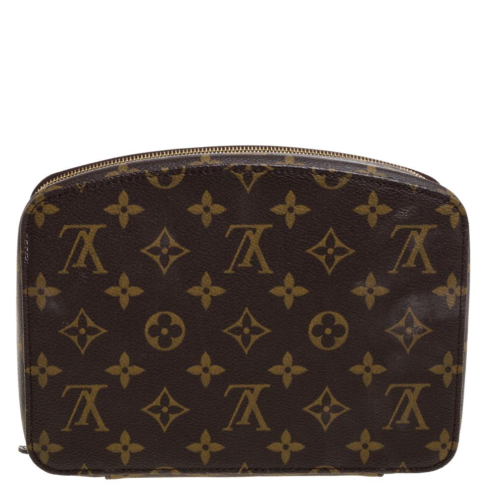 Made of Louis Vuitton monogram canvas, this durable jeweler case not only stores all your precious trinkets, but also takes care of them. It is lined with luxurious soft Alcantara which protects your jewelry from scratches. It has zippered pouches