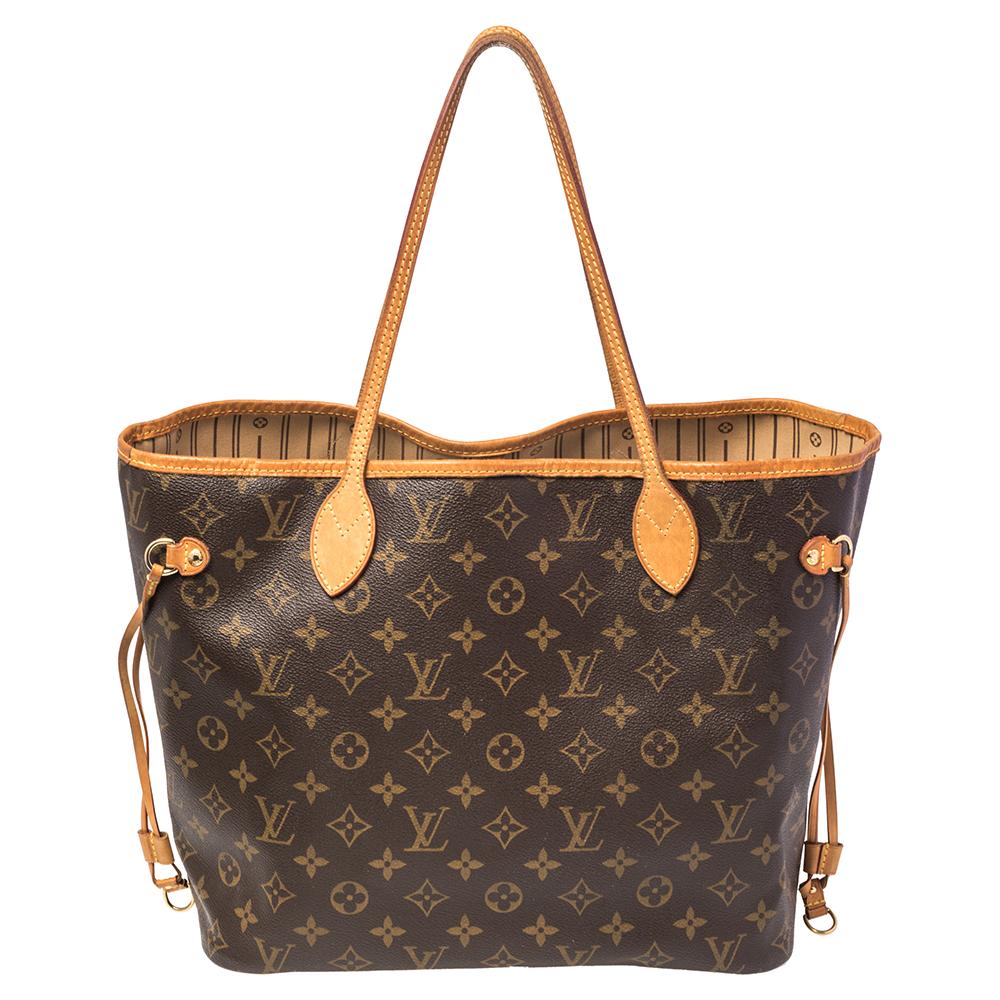 The Louis Vuitton Neverfull was first introduced in 2007, and even today it is a popular design. Crafted from Monogram canvas, this Neverfull is chic, contemporary, and practical. The bag has drawstrings on the sides, a spacious canvas interior that