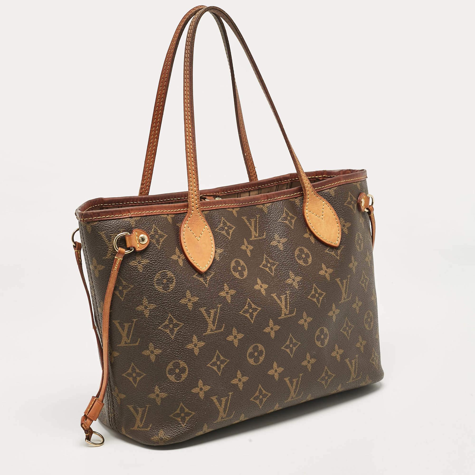 Brown Louis Vuitton Monogram Canvas Neverfull PM Bag