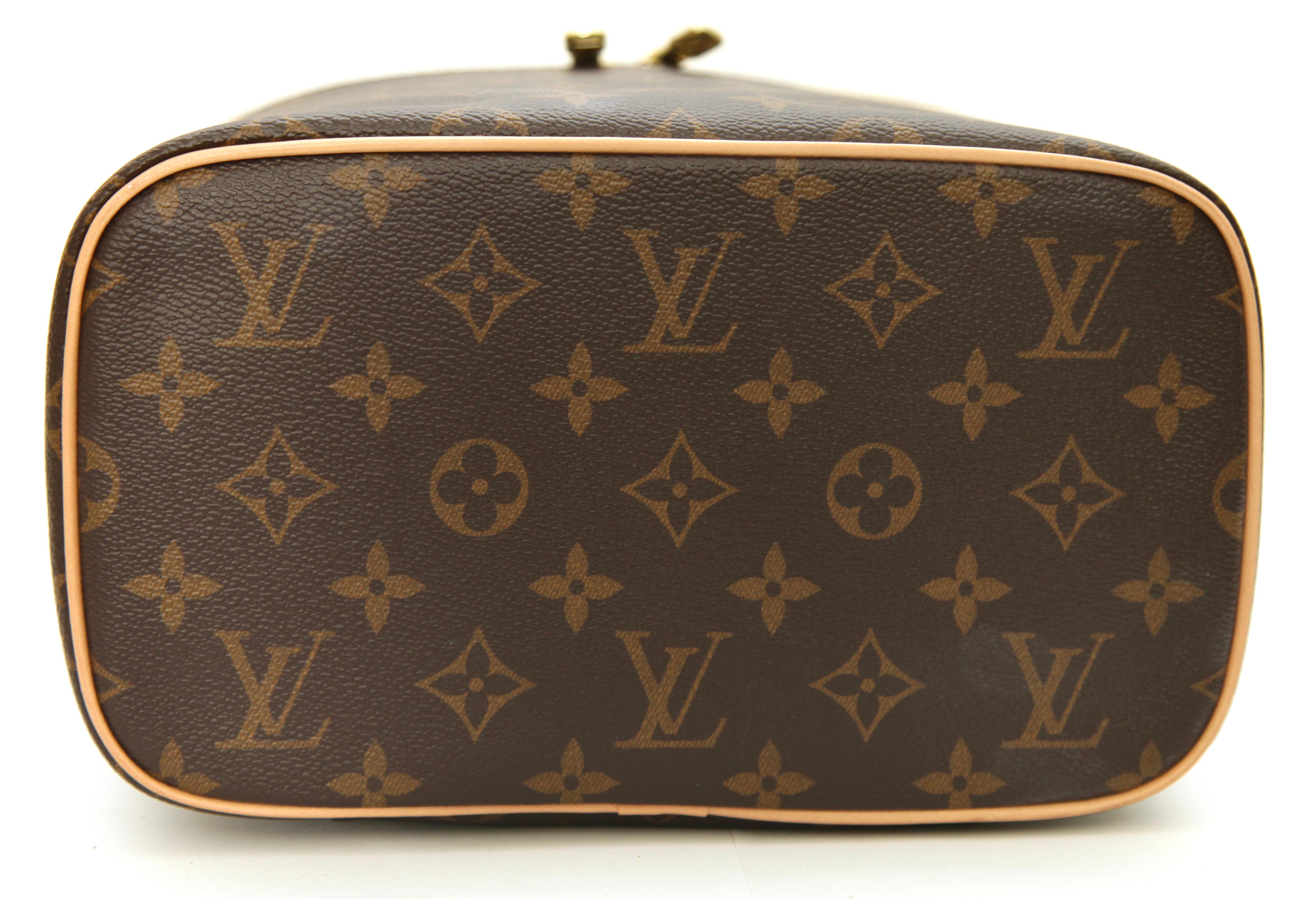 LOUIS VUITTON Monogram Canvas NICE BB Travel Bag Case Leather Gold HW Zipper 6