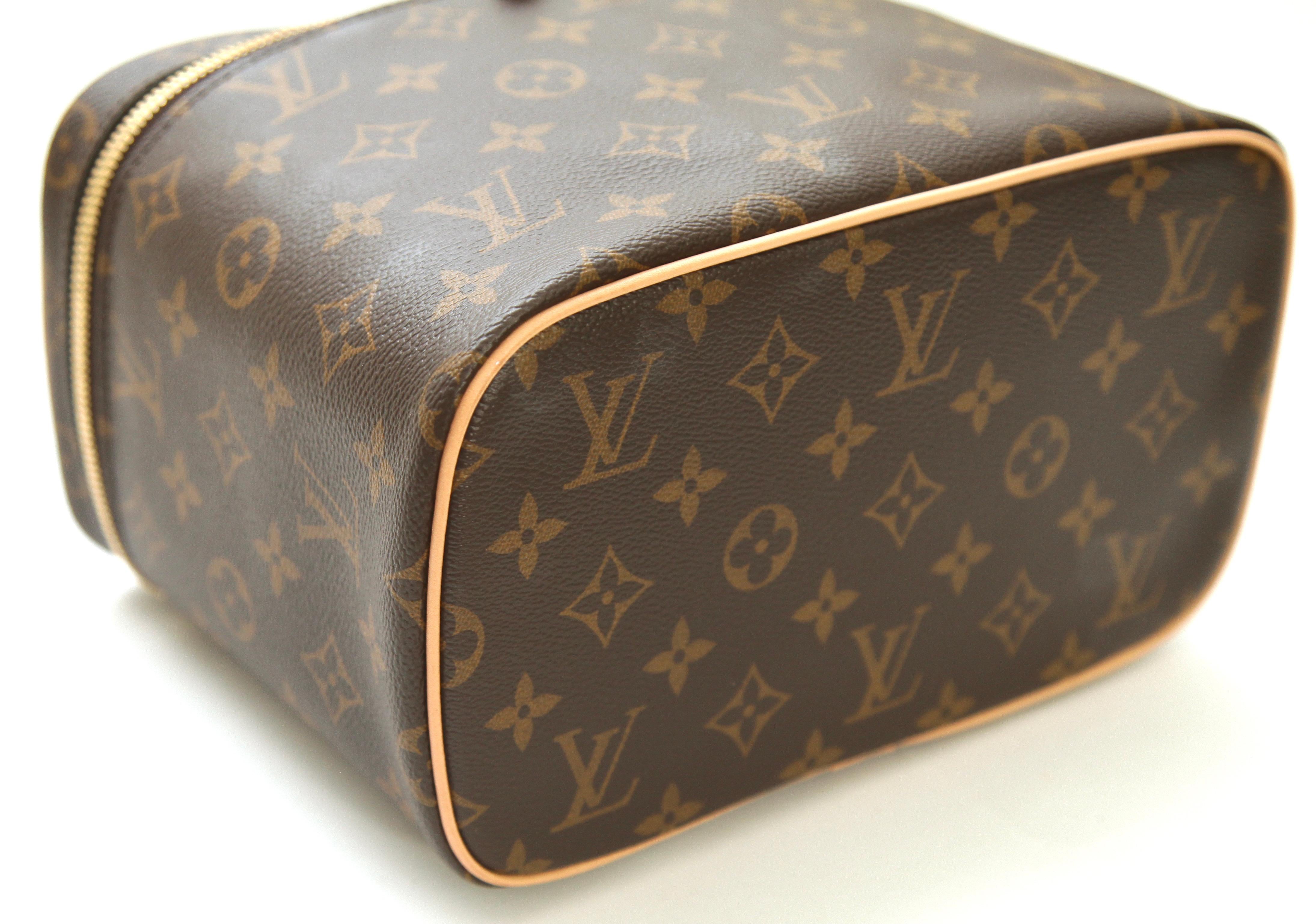 LOUIS VUITTON Monogram Canvas NICE BB Travel Bag Case Leather Gold HW Zipper 7