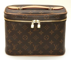 LOUIS VUITTON Monogram Canvas NICE BB Travel Bag Case Leather Gold HW Zipper