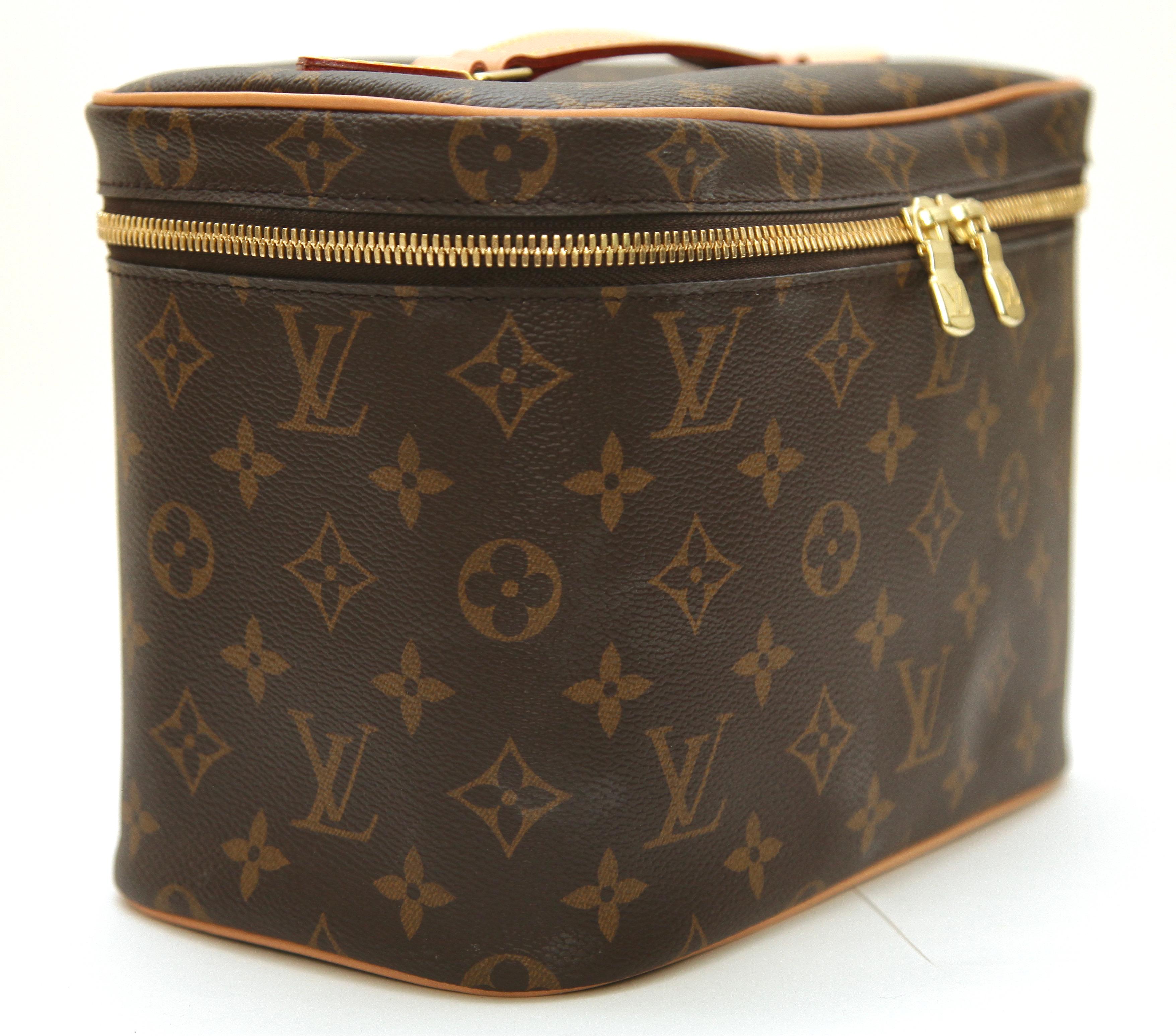 Women's LOUIS VUITTON Monogram Canvas NICE BB Travel Bag Case Leather Gold HW Zipper