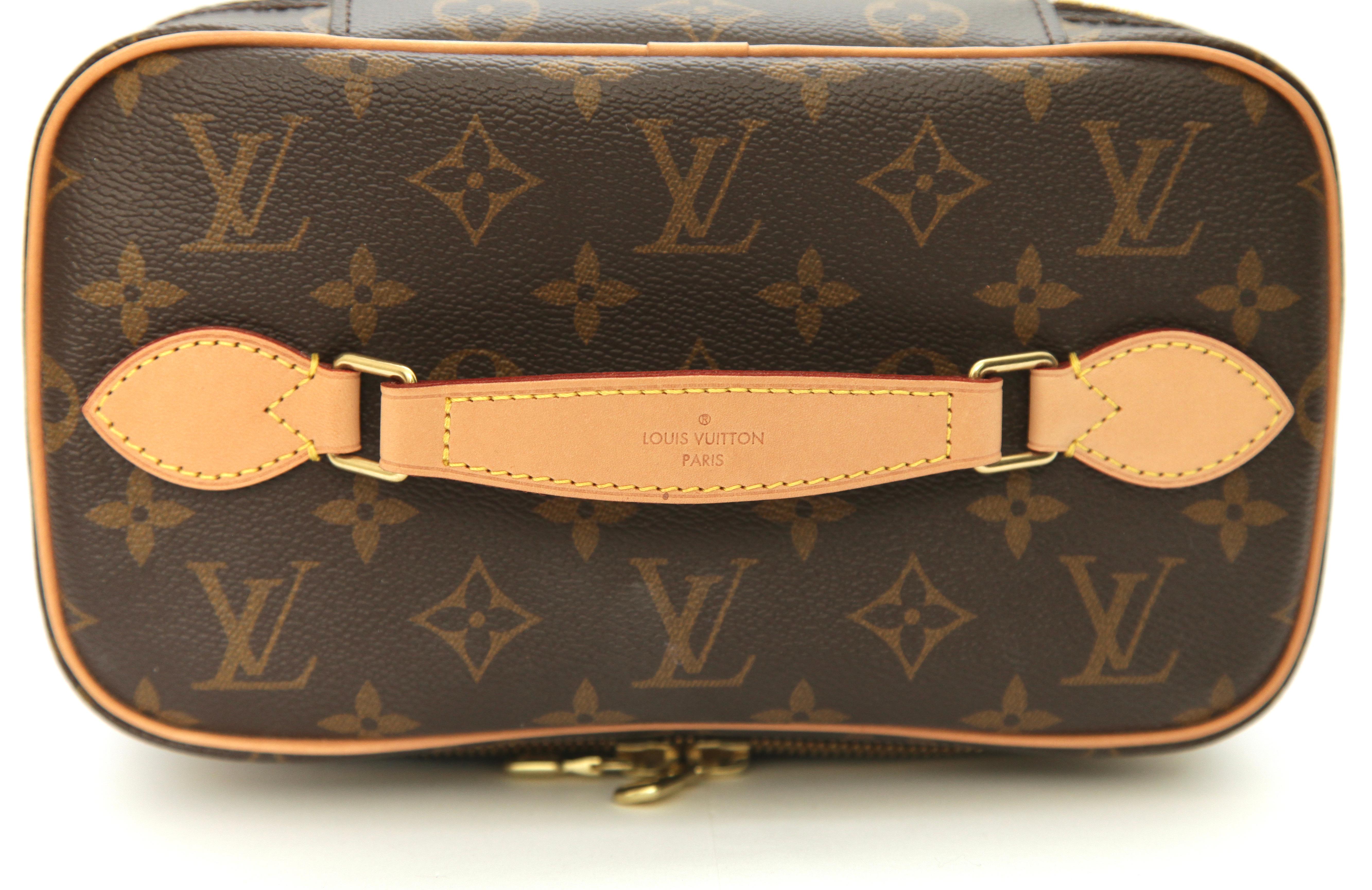 LOUIS VUITTON Monogram Canvas NICE BB Travel Bag Case Leather Gold HW Zipper 5