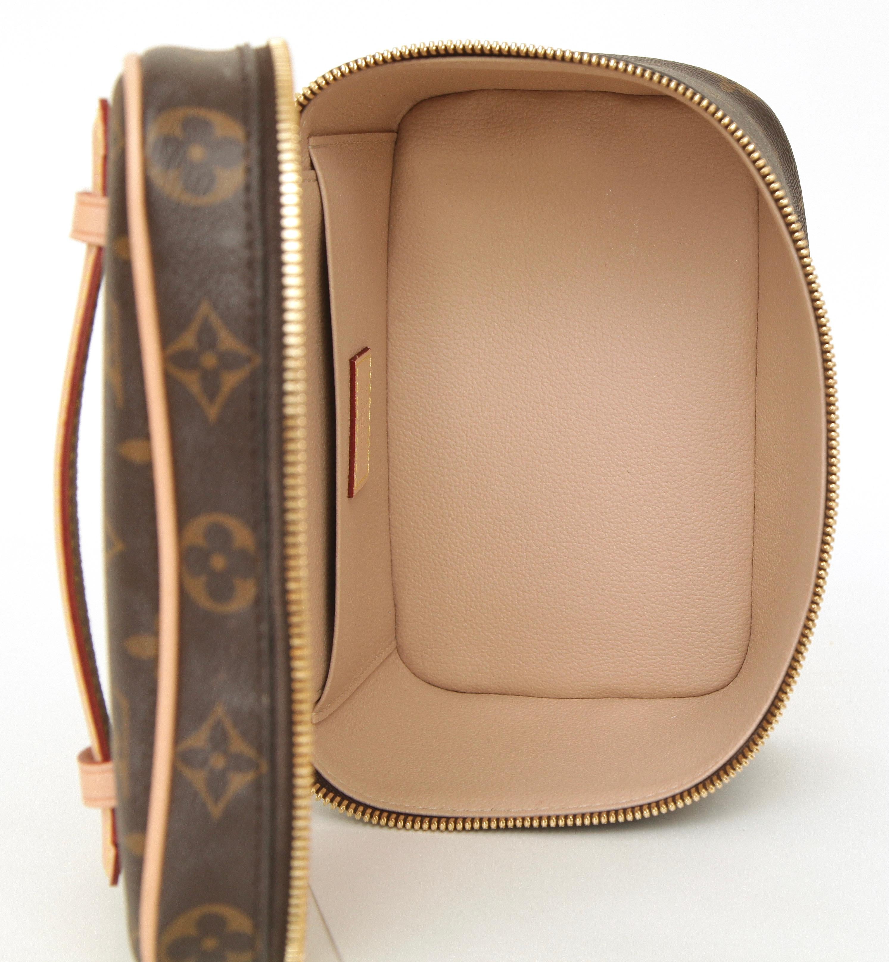 LOUIS VUITTON Monogram Canvas NICE MINI Travel Bag Case Leather Gold HW Zipper 7