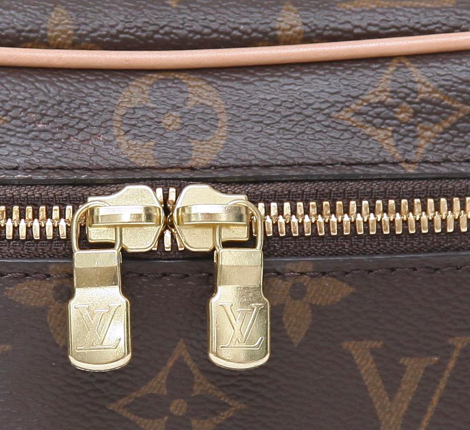 LOUIS VUITTON Monogram Canvas NICE MINI Travel Bag Case Leather Gold HW Zipper 1