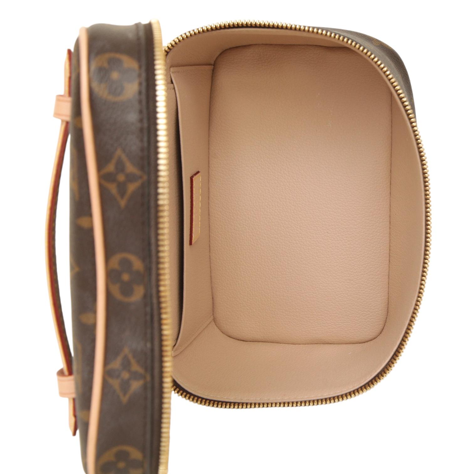 LOUIS VUITTON Monogram Canvas NICE MINI Travel Bag Case Leather Gold HW Zipper 4