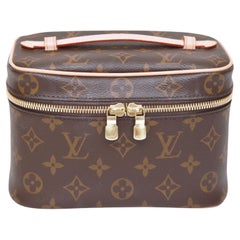 LOUIS VUITTON Monogram Canvas NICE MINI Travel Bag Case Leather Gold HW Zipper