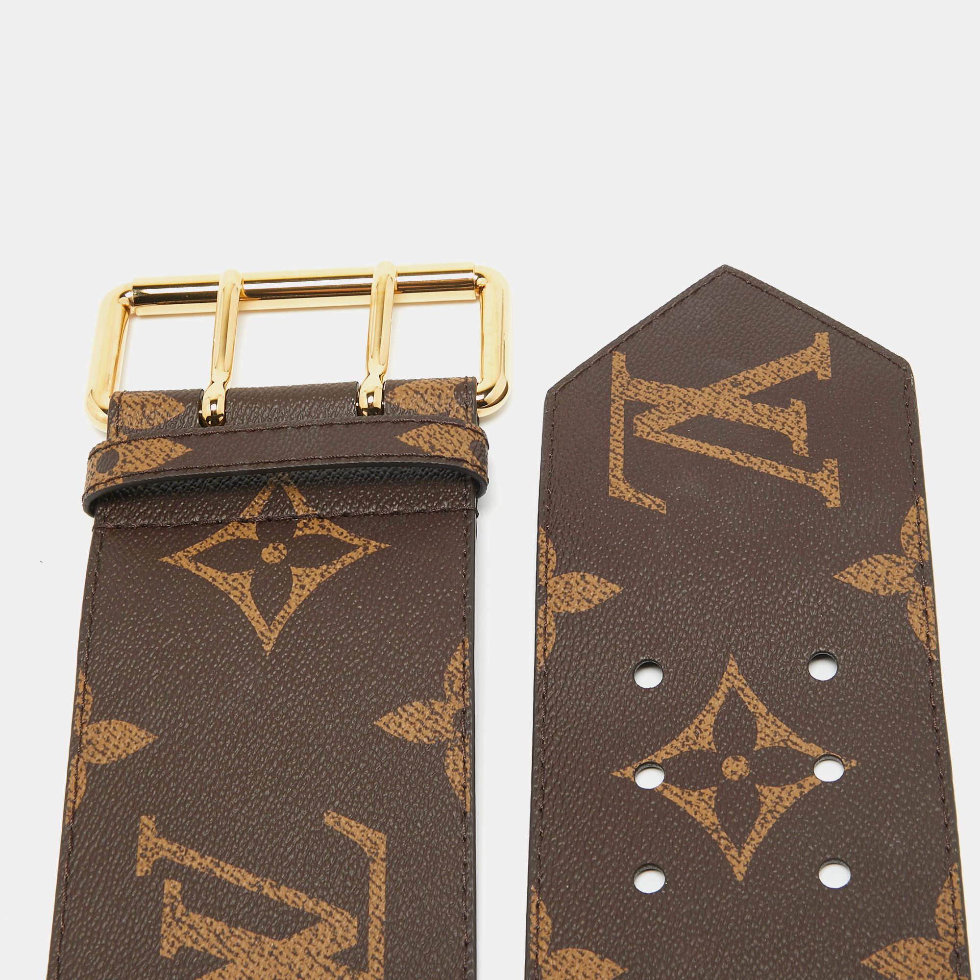 Black Louis Vuitton Monogram Canvas Oversized Wide Buckle Belt 80CM
