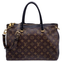 Louis Vuitton Monogram Canvas Pallas Full Handbag with Strap Black