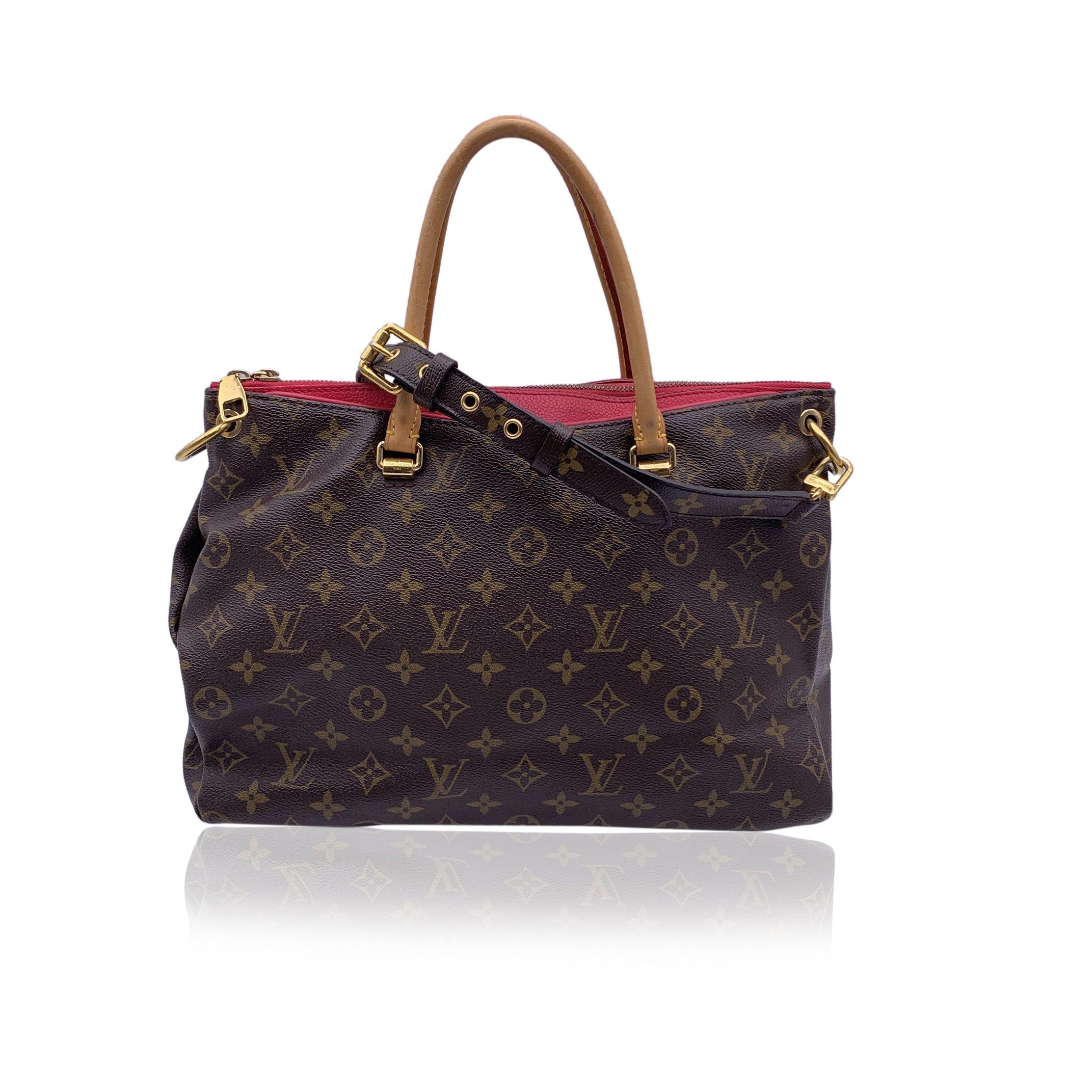 Black Louis Vuitton Monogram Canvas Pallas Full Handbag with Strap Fuchsia
