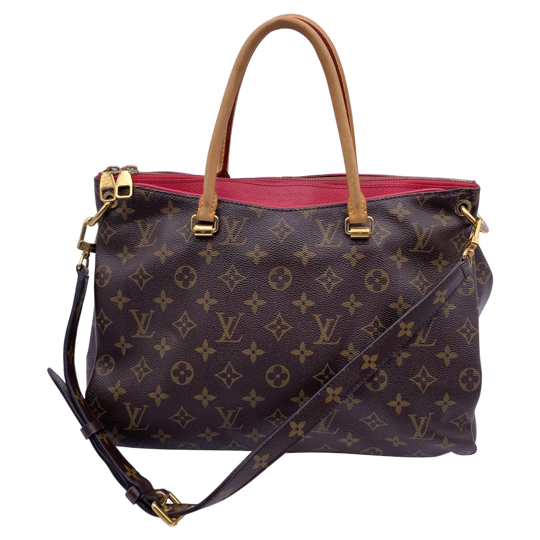 Louis Vuitton Monogram Canvas Pallas Full Handbag with Strap Fuchsia