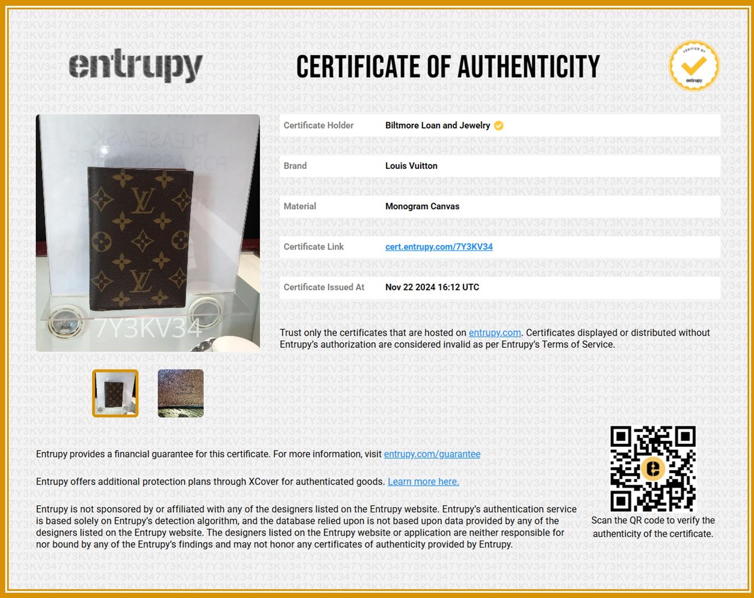 Funda de pasaporte de lona con monograma Louis Vuitton en venta 5